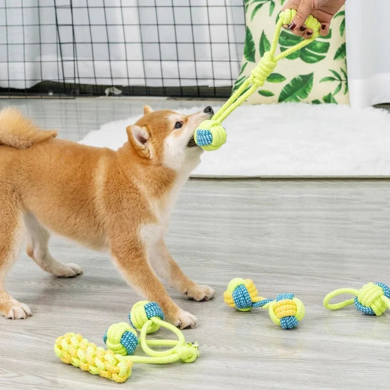 Dog Tugging Toy - Tug & Play Rope Ball