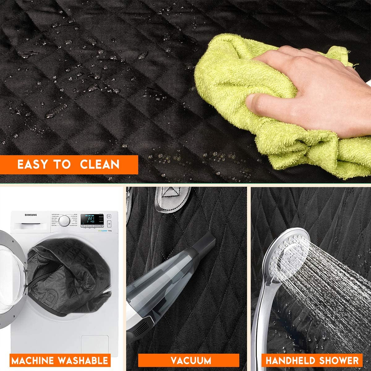 Dog Car Seat Cover, Dog Seat Cover for Back Seat Car Seat Protector for Dogs Pets Waterproof Pet Seat Cover with 2 Dog Seat Belts, Non-Slip Bench Seat Covers Armrest for Cars Trucks Suvs