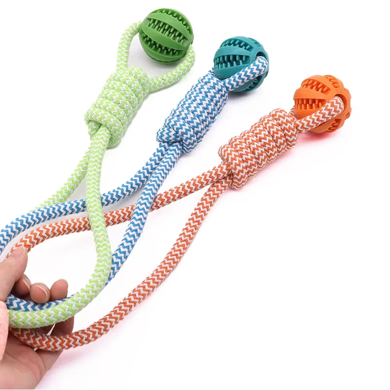Pet Tooth Cleaning Pet Ball Toy with Rope Rubber Leaking Balls Toy for Small Large Dogs Puppy Chewing Bite Resistant Toys