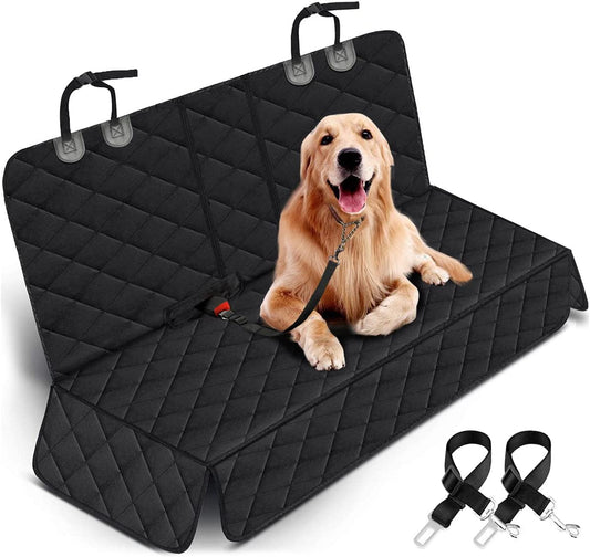 Dog Car Seat Cover, Dog Seat Cover for Back Seat Car Seat Protector for Dogs Pets Waterproof Pet Seat Cover with 2 Dog Seat Belts, Non-Slip Bench Seat Covers Armrest for Cars Trucks Suvs