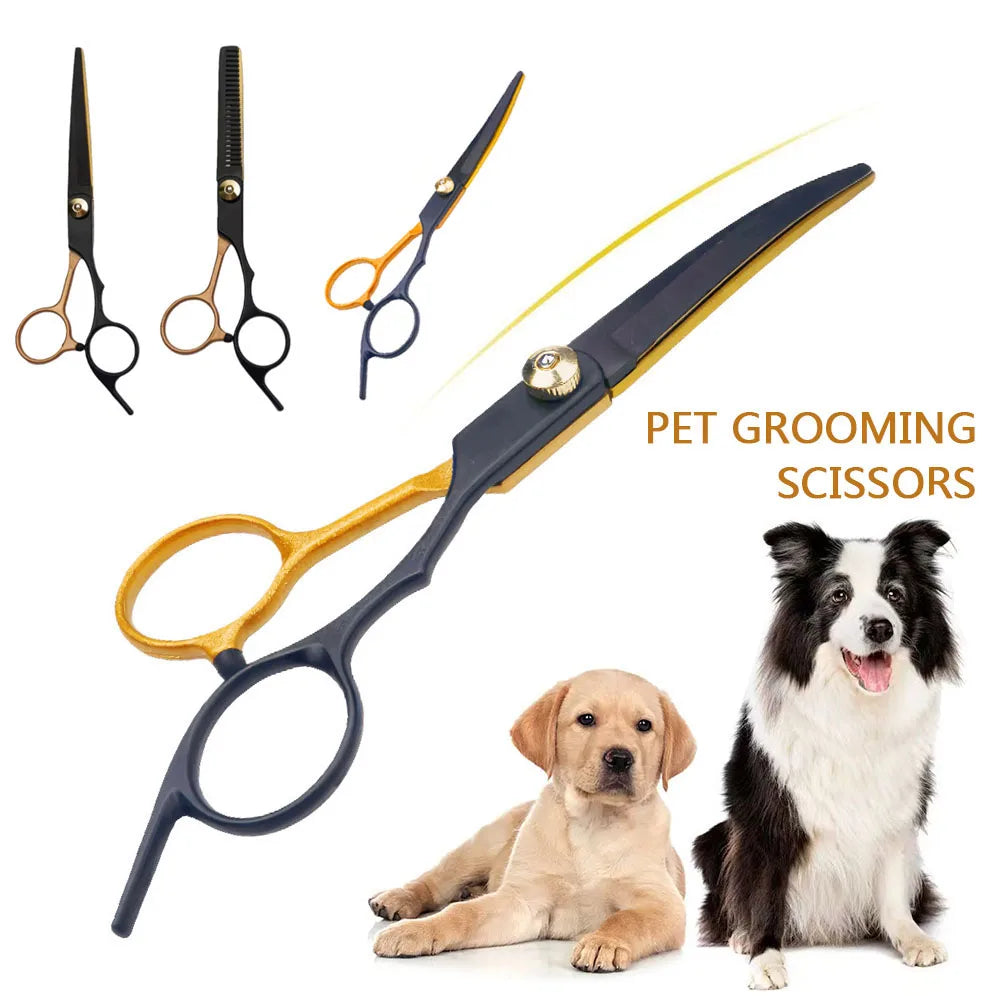 Stainless Steel Pet Scissors Useful Curved Scissors Dog Grooming Tools Dog Hair Cutting Scissors Pet Supplies Safety Pet Shears