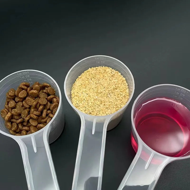 1Pc Transparent Pet Measuring Spoon with Scale Plastic Dog Cat Feeding Shovel Pet Tableware Supplies 50G 100Ml